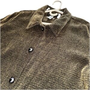 Sage Harbour Womens Sz 18 Button Down Shirt Black & Gold Textured Top Cabin Core